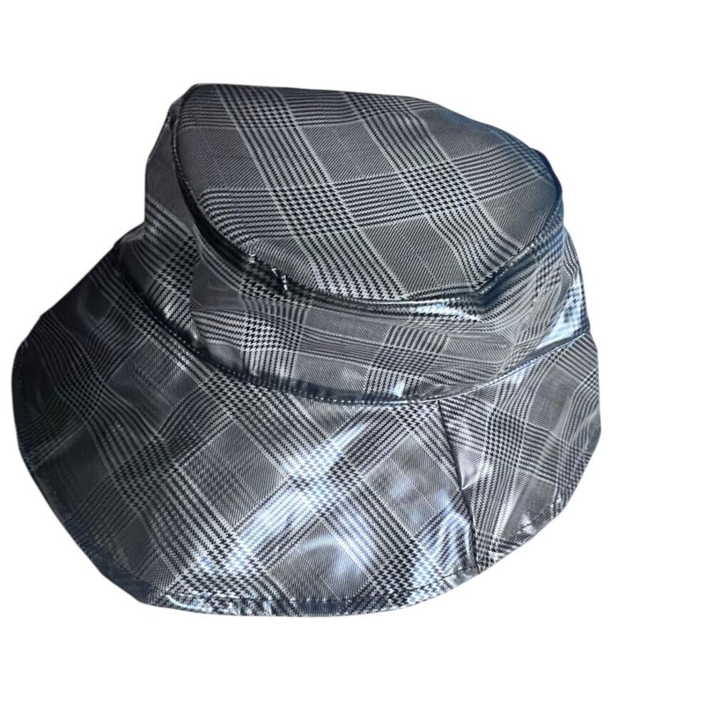 ZARA Accessories Plaid Bucket Hat Black & White Glossy Finish (Size S/M)